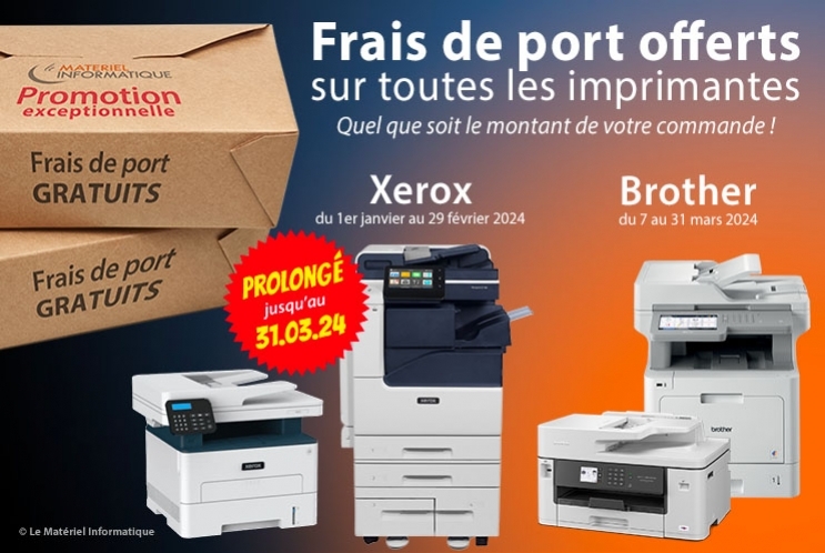 Livraison offerte pour toutes les imprimantes Xerox & Brother !